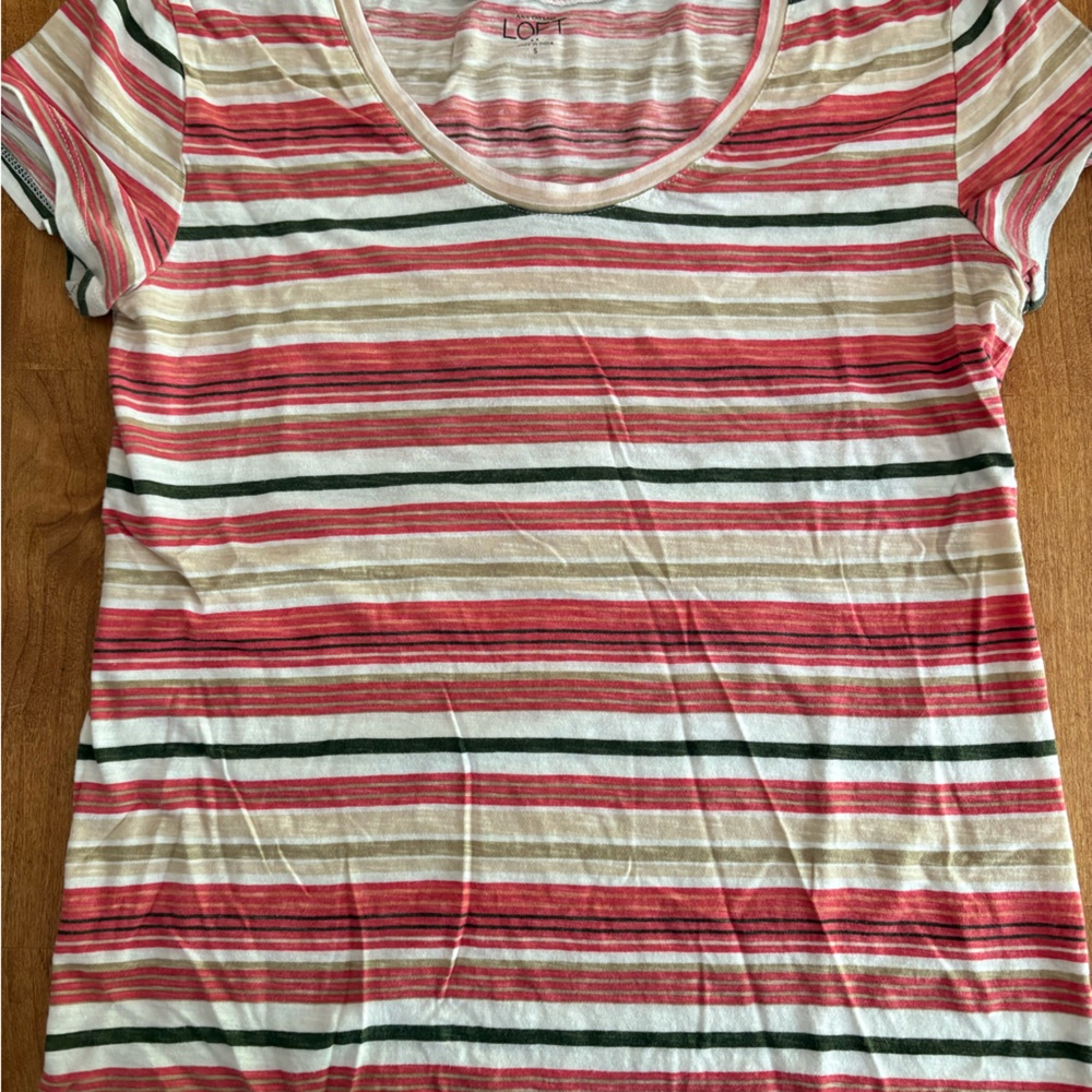 LOFT Multicolor Striped Short Sleeve Tee